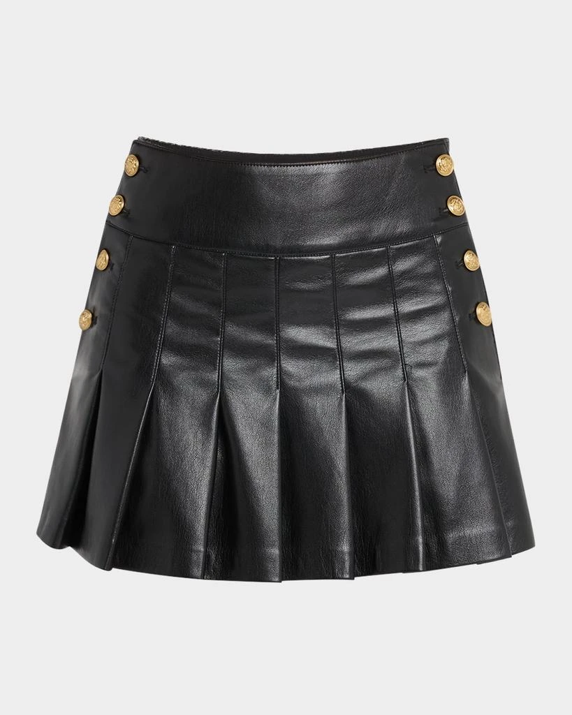 Alice + Olivia Lanna Pleated Vegan Leather Mini Skirt 1