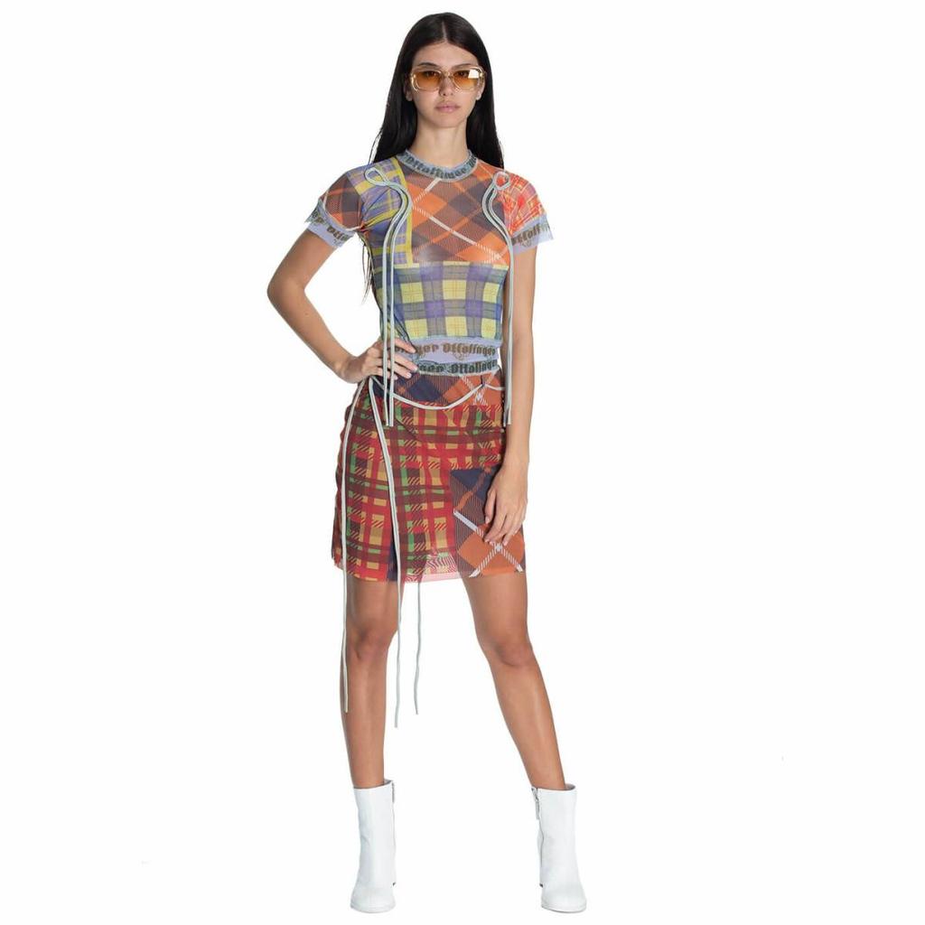 Ottolinger Mesh tartan mini skirt