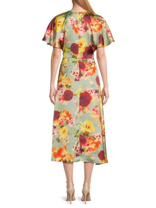 BCBG Floral Flared Sleeve Midi Dress 2