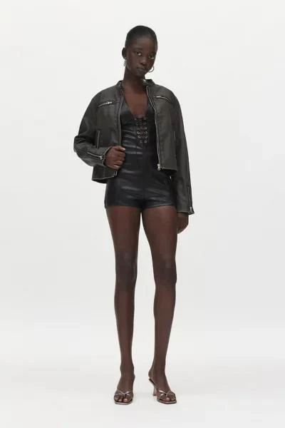 Urban Outfitters UO Lori Lace Up Faux Leather Romper 3