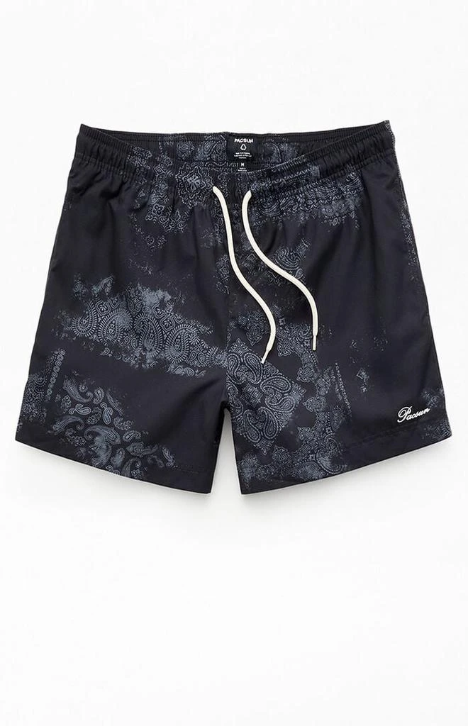 PacSun Black Blotch Bandana Eco 4.5" Swim Trunks 1