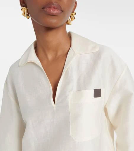 Max Mara Osiride linen and silk-blend polo shirt 4