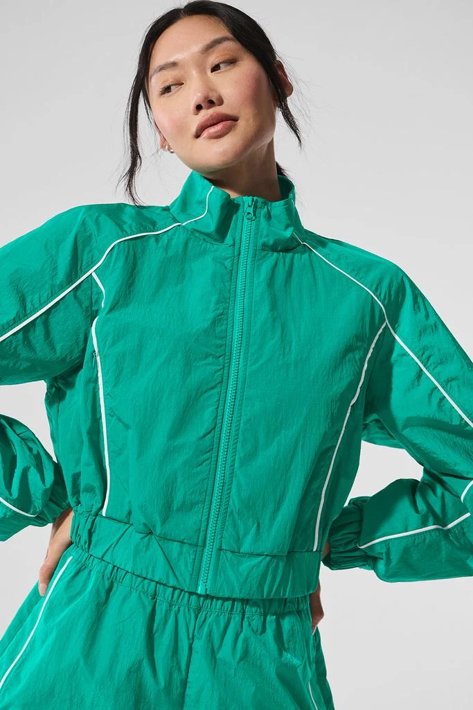 Alo Motivate Full-Zip Track Jacket - Spruce Green/White 4