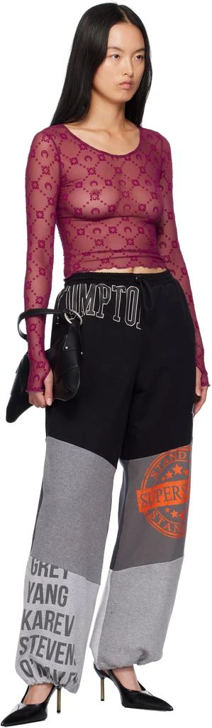 MARINE SERRE Purple Moonogram Second Skin Cropped T-shirt 4