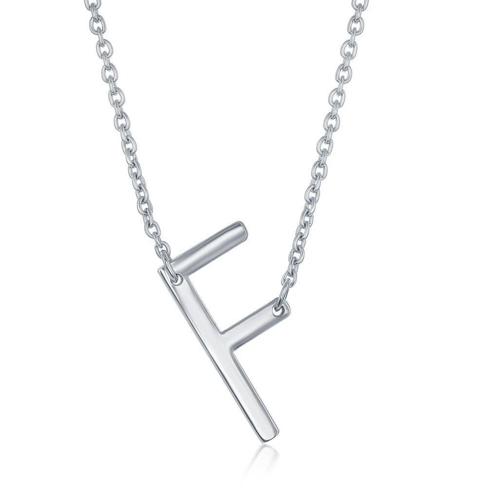 Simona Sterling Silver Sideways Initial Necklace 12