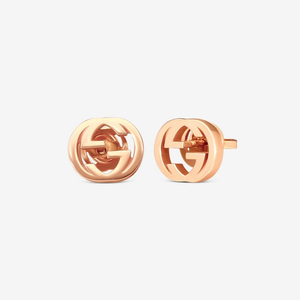 Gucci Gucci Interlocking G 18K Rose Gold Stud Earrings YBD74854300100U-copy 2
