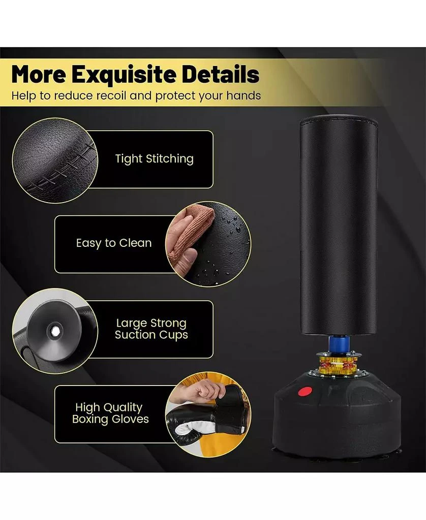 SUGIFT Freestanding Punching Bag Kickboxing Bag with Stand and Suction Cup Base 8