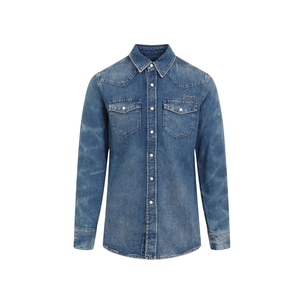 Givenchy Givenchy Logo Embroidered Buttoned Denim Shirt 1