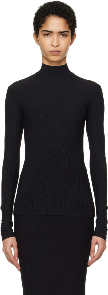 SKIMS Black Soft Lounge Mock Neck Long Sleeve Top 1