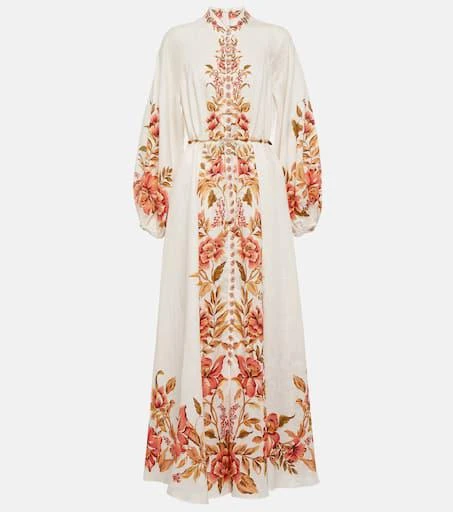 Zimmermann Vacay Billow belted floral linen maxi dress 1