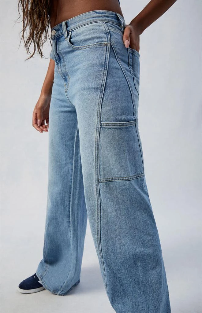 PacSun Eco Stretch Medium Indigo Paneled Wide Leg Jeans 5