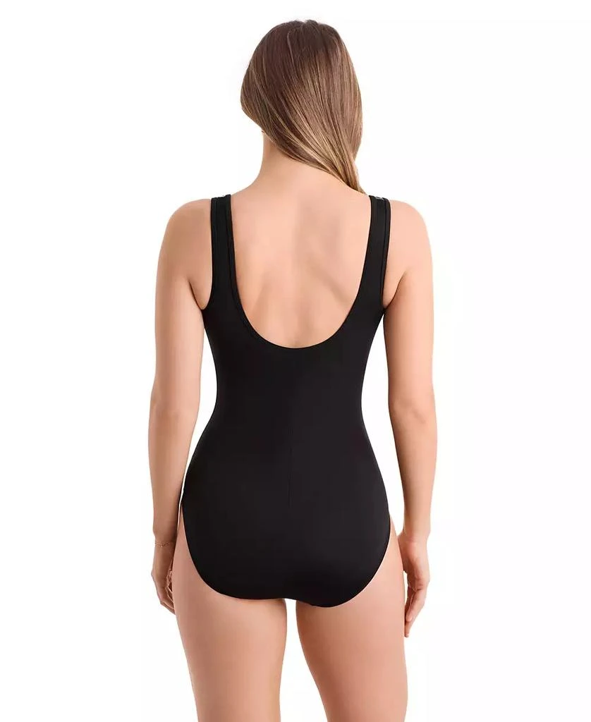 ShapeSolver Women
s Scoop Neck Zipper One-Piece Swimsuit 3