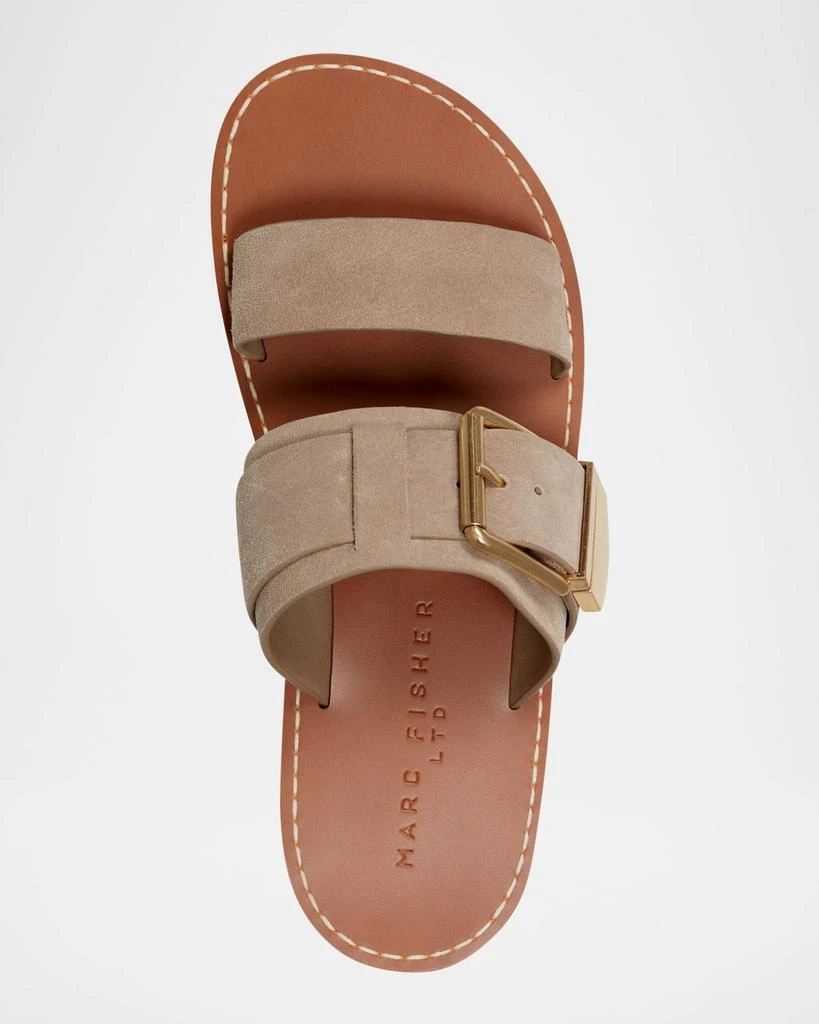 Marc Fisher Hallyn Suede Buckle Dual-Band Slide Sandals 3