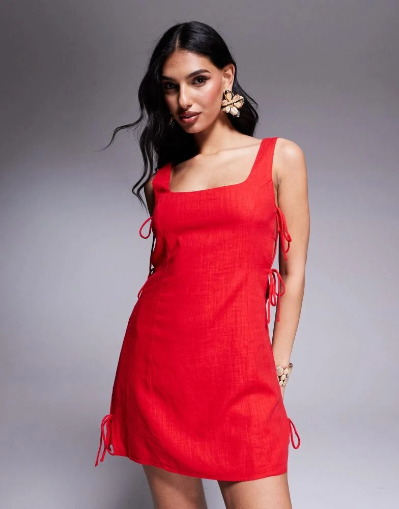 fitted lace wedding dress Dasha Mini Dress | Red Check | Womens main image 0