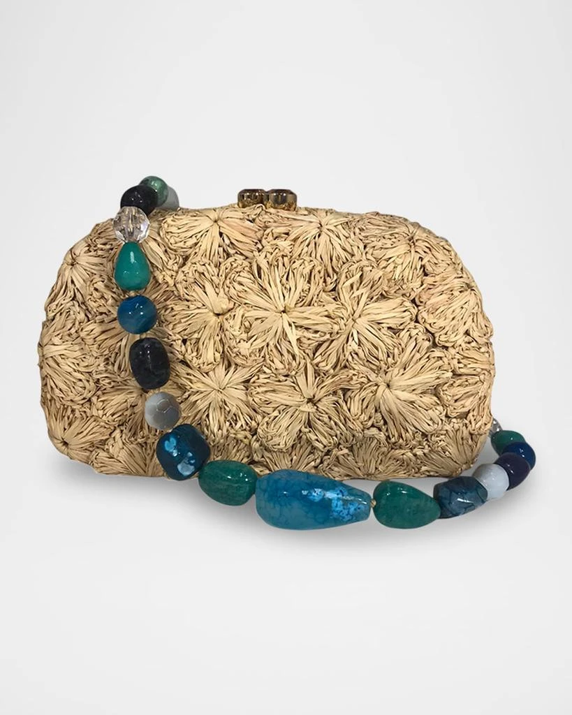 SERPUI Mia Flowers Straw Shoulder Bag 1