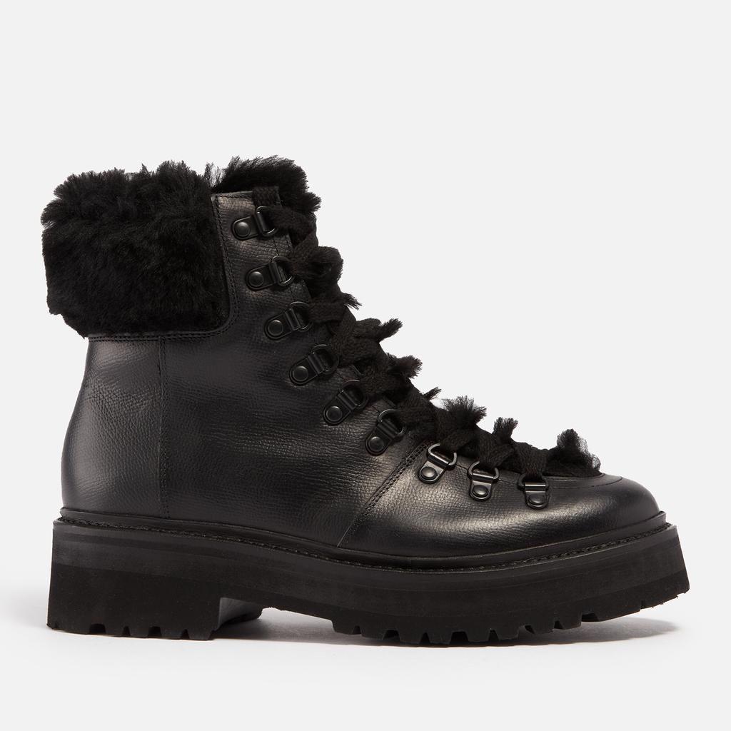 Grenson Grenson Nettie Shearling-Trimmed Leather Hiking-Style Boots