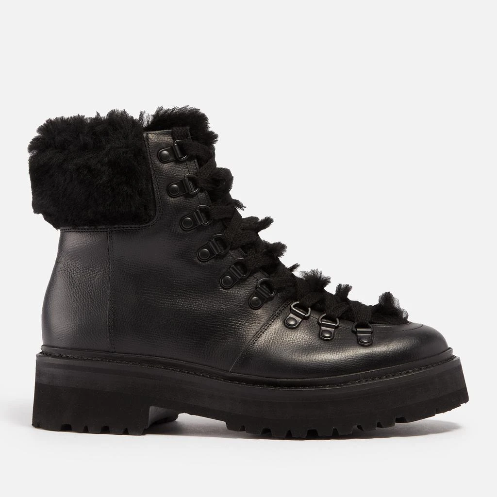 Grenson Grenson Nettie Shearling-Trimmed Leather Hiking-Style Boots 1