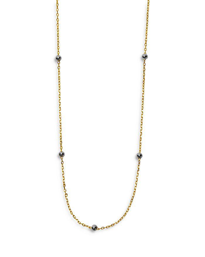 Argento Vivo Ball Station Necklace in Two Tone Sterling Silver, 24"