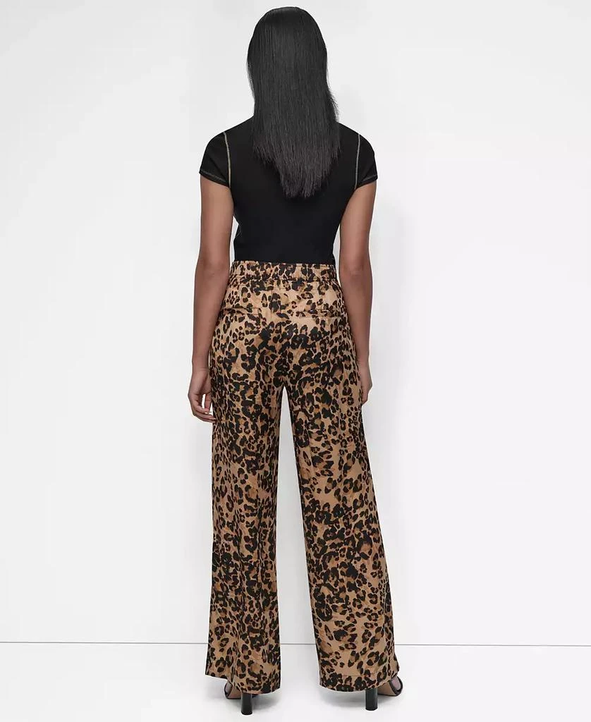 DKNY Women's Animal-Print Pleated Wide-Leg Pants 5