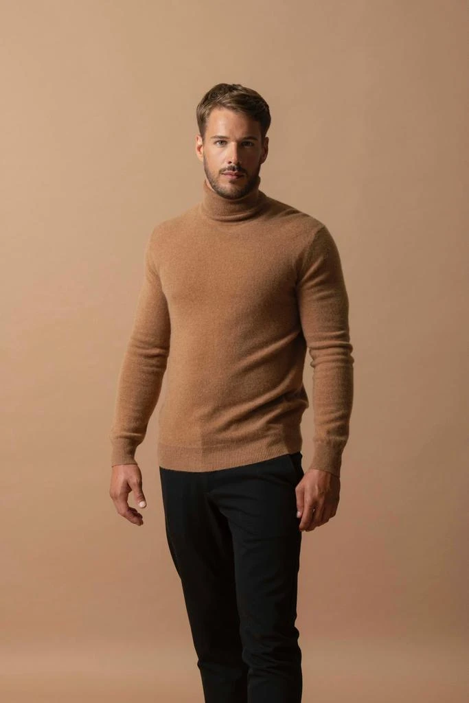 Perfect Cashmere Pull Col Roulé Trevor - 100% Cachemire 2 Fils - Noisette - Homme 2