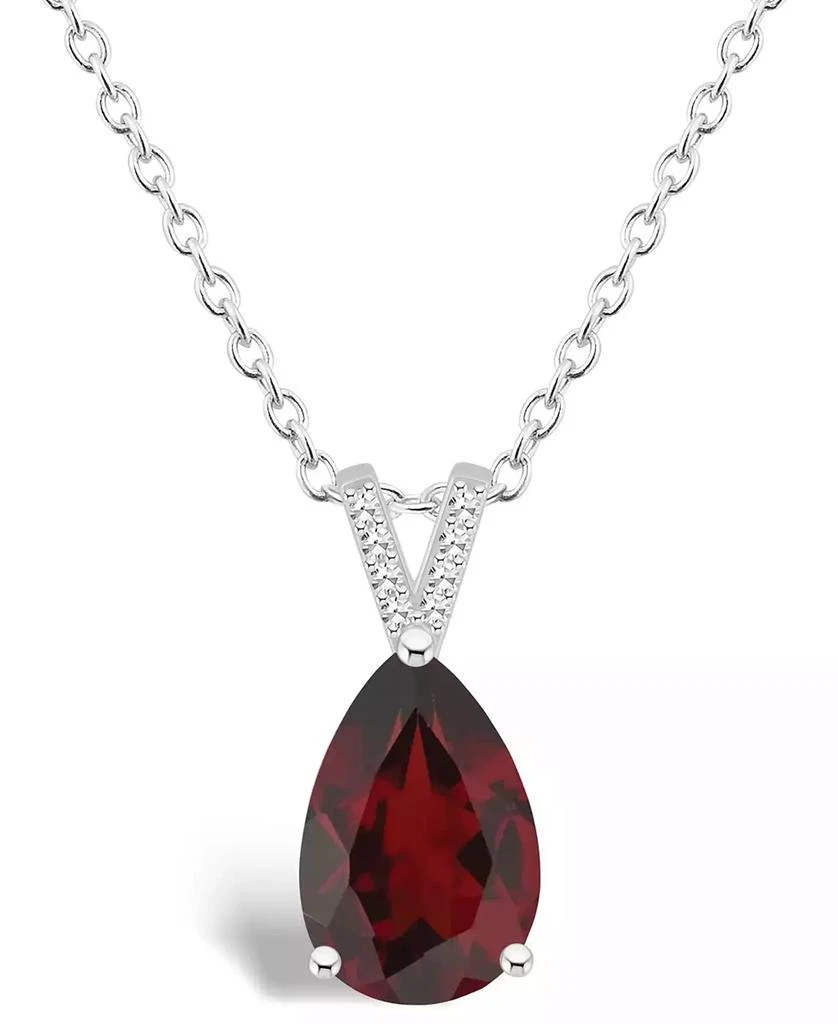 Macy
s Women
s Garnet (3-1/3 ct.t.w.) and Diamond Accent Pendant Necklace in Sterling Silver