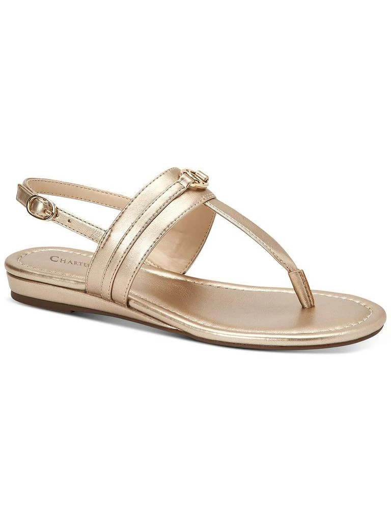 Charter Club Onelle Womens Faux Leather Thong T-Strap Sandals 1