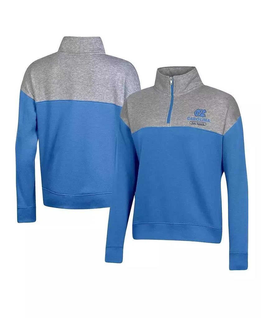 CHAMPION Women's Carolina Blue North Carolina Tar Heels Color-Blocked Quarter-Zip Sweatshirt 1