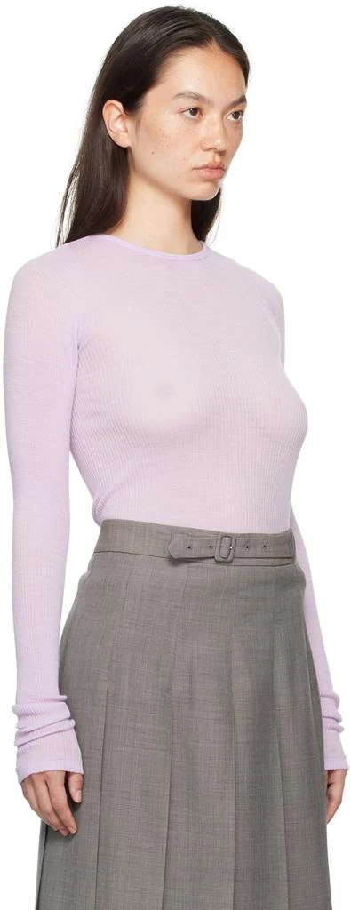 AURALEE Purple Wool Soft Rib Crew Neck Sweater 2