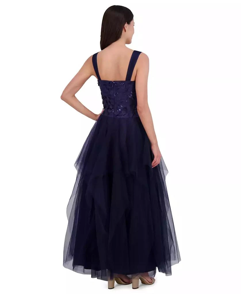 Eliza J Women's Embellished Flower Sleeveless Tulle Gown 4