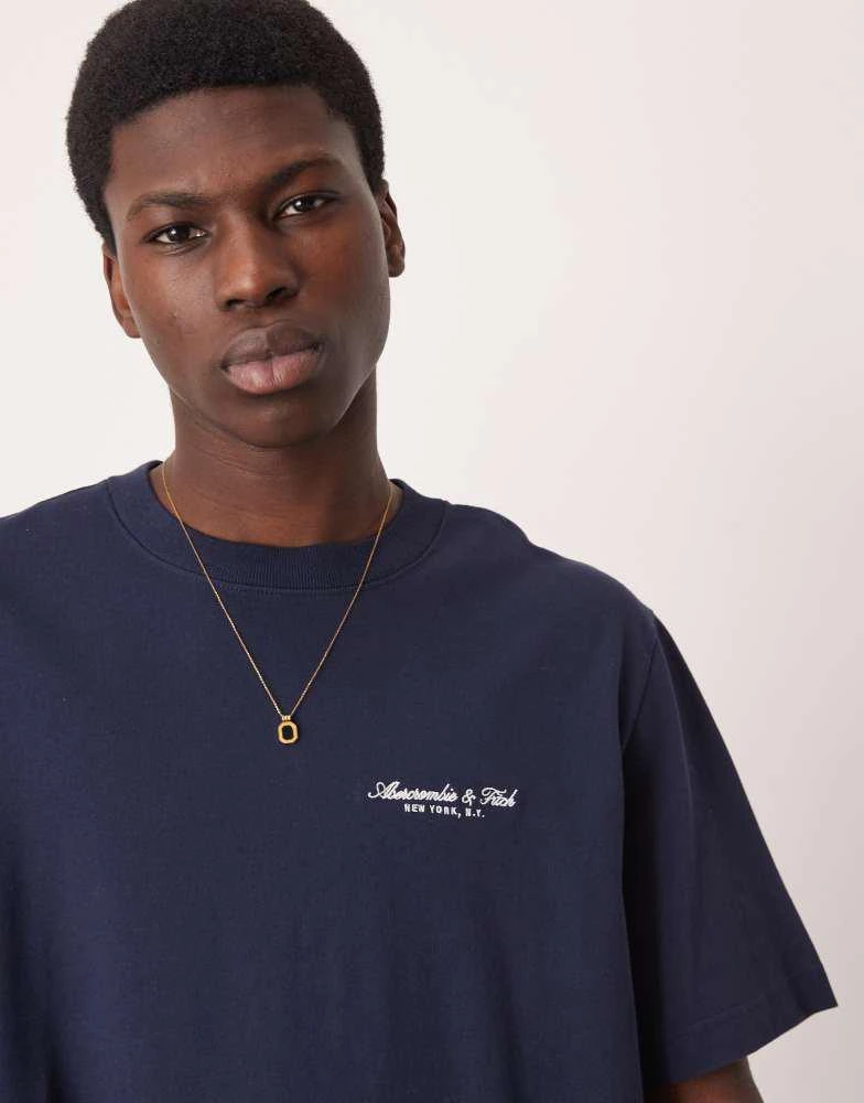Abercrombie & Fitch Abercrombie & Fitch premium logo t-shirt in navy 2