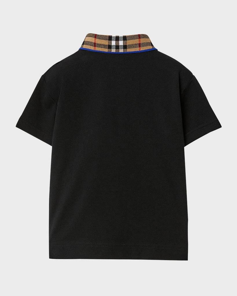 Burberry Boy's Johane Check Collar EKD Polo Shirt, Size 6M-2