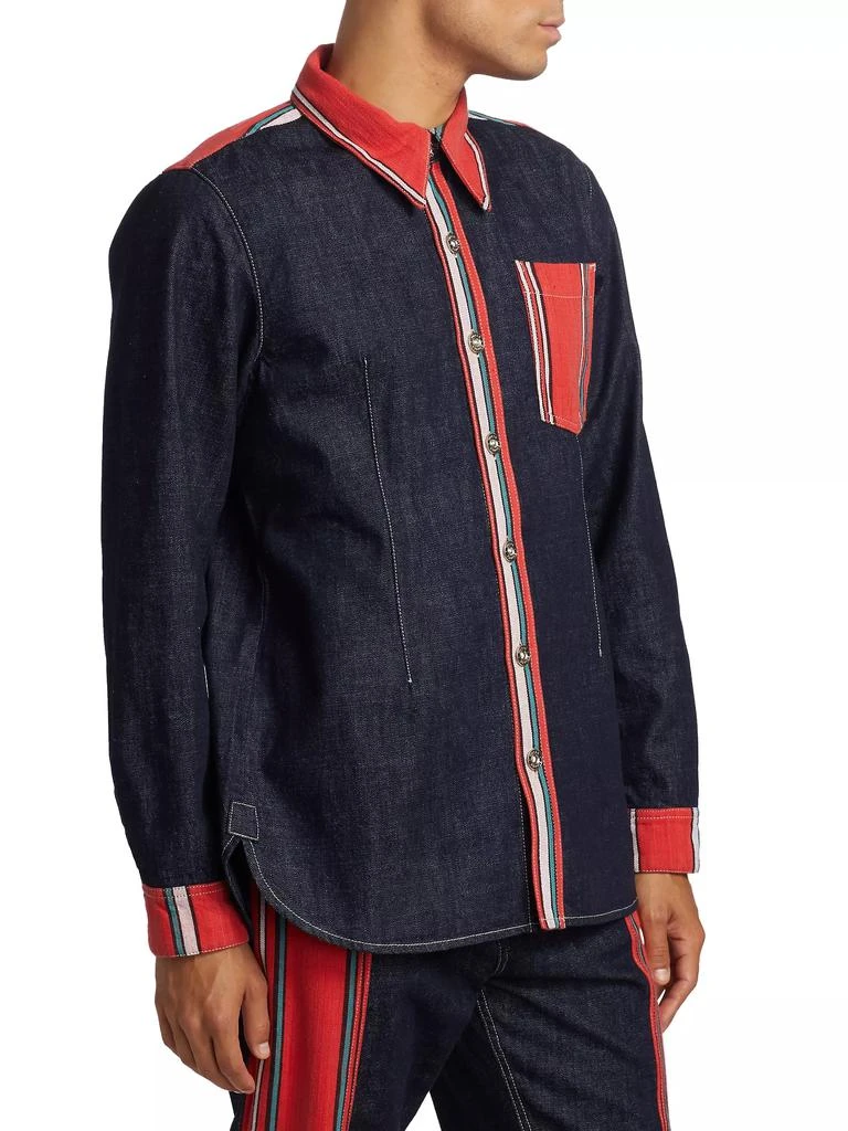 WALES BONNER Two-Tone Denim Shirt 4