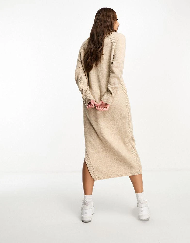 ASOS Tall ASOS DESIGN Tall knitted oversized midi dress with high neck in stone 2