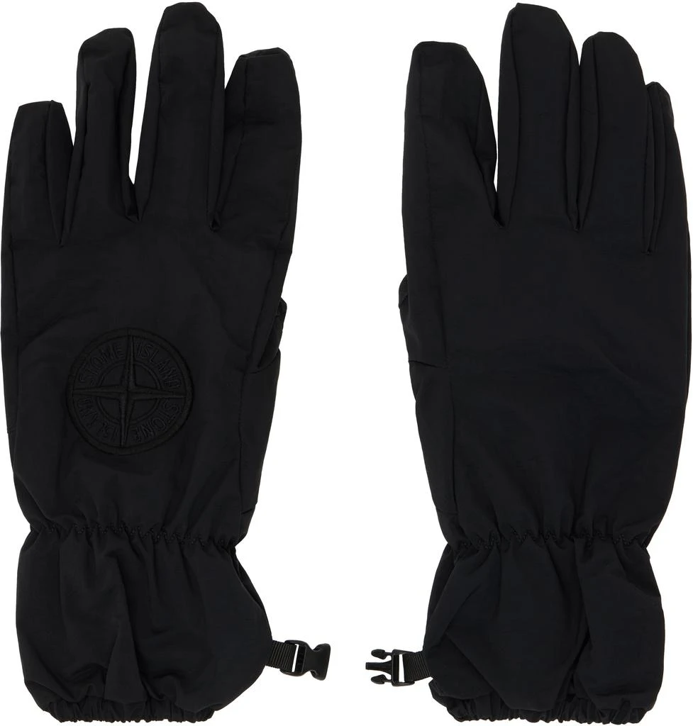 Stone Island Black Embroidered Gloves 1