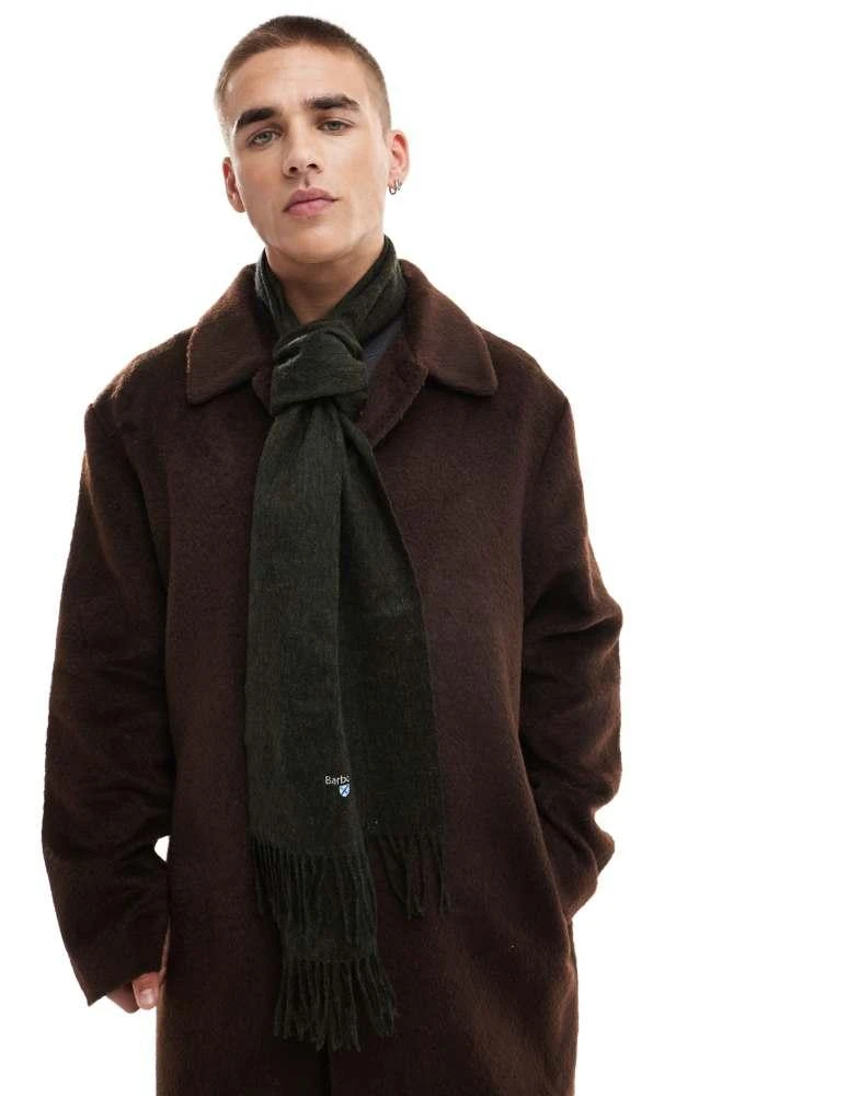 Barbour Barbour plain lambswool scarf in deep green 1