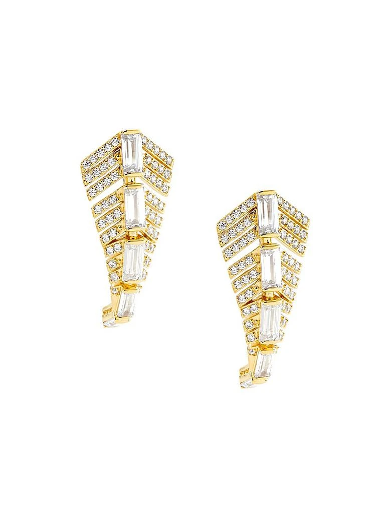 Adriana Orsini Naomi 18K Gold-Plate & Cubic Zirconia Deco J-Hoop Earrings 1