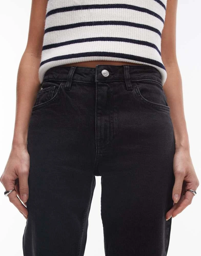 Mango Mango raw hem flare leg jeans in mid black 5