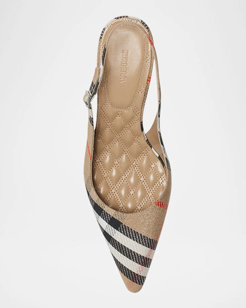 Burberry Birdie Metallic Check Slingback Kitten-Heel Pumps 5
