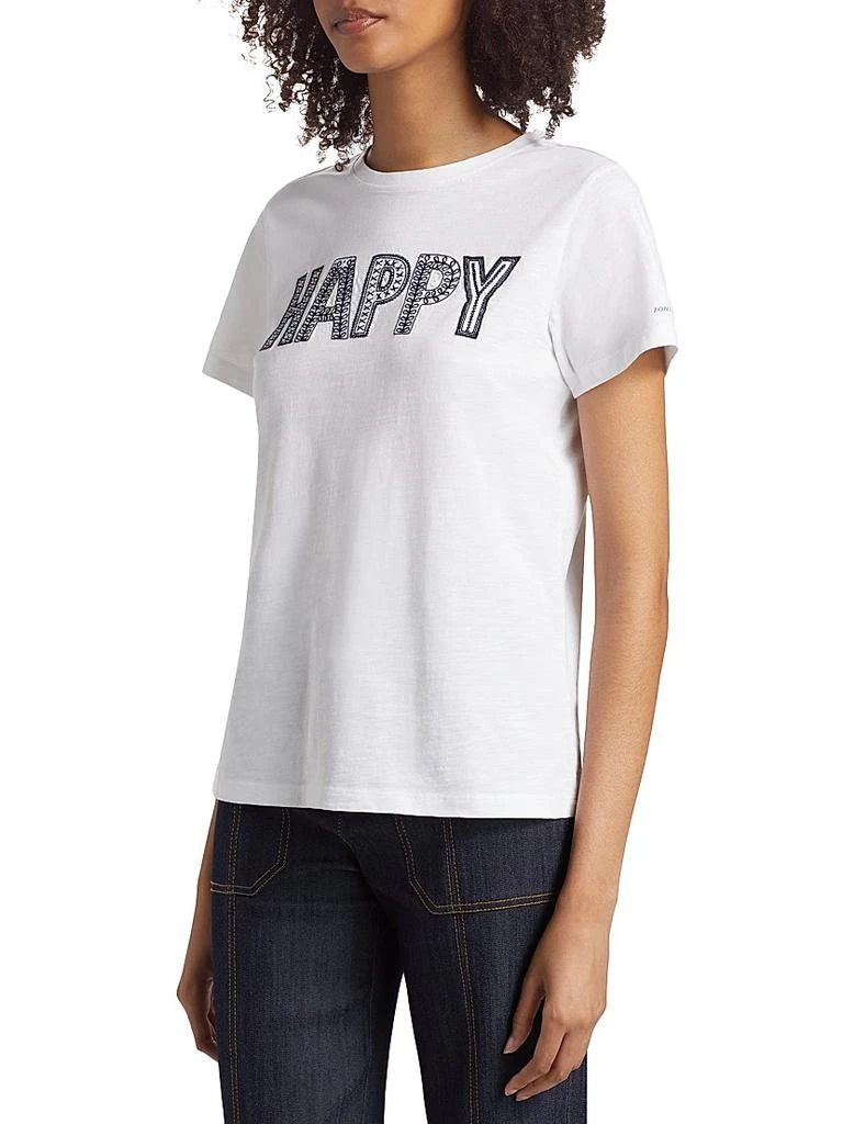 Cinq à Sept Embroidered "Happy" Cotton T-Shirt 4