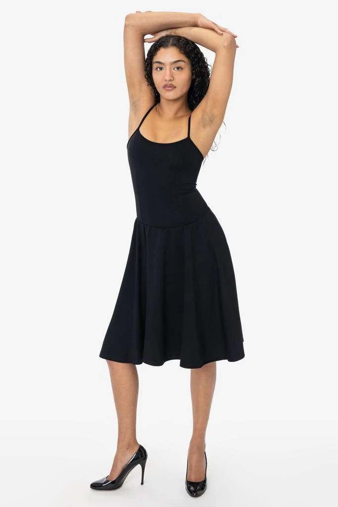 Los Angeles Apparel PON3662 - Ponte Mid-Length Drop Waist Spaghetti Dress 3