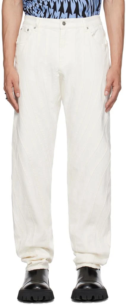 Mugler White Spiral Jeans 1