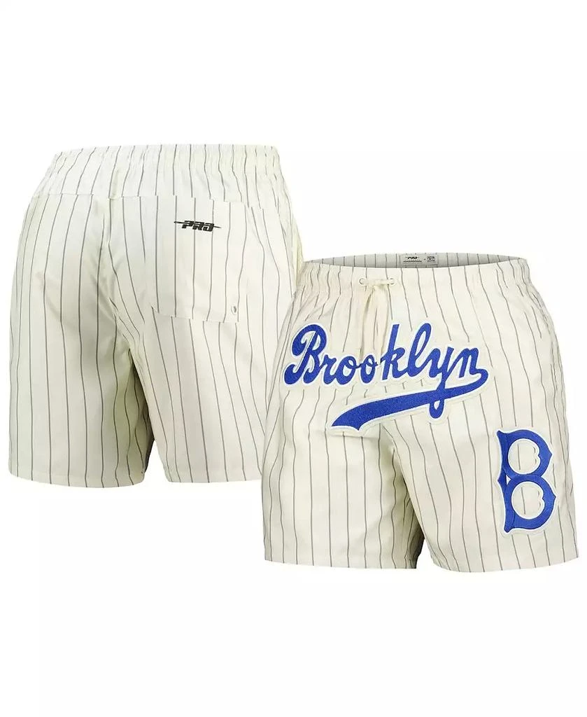 Pro Standard Men's Cream Brooklyn Dodgers Cooperstown Collection Pinstripe Retro Classic Woven Shorts 1