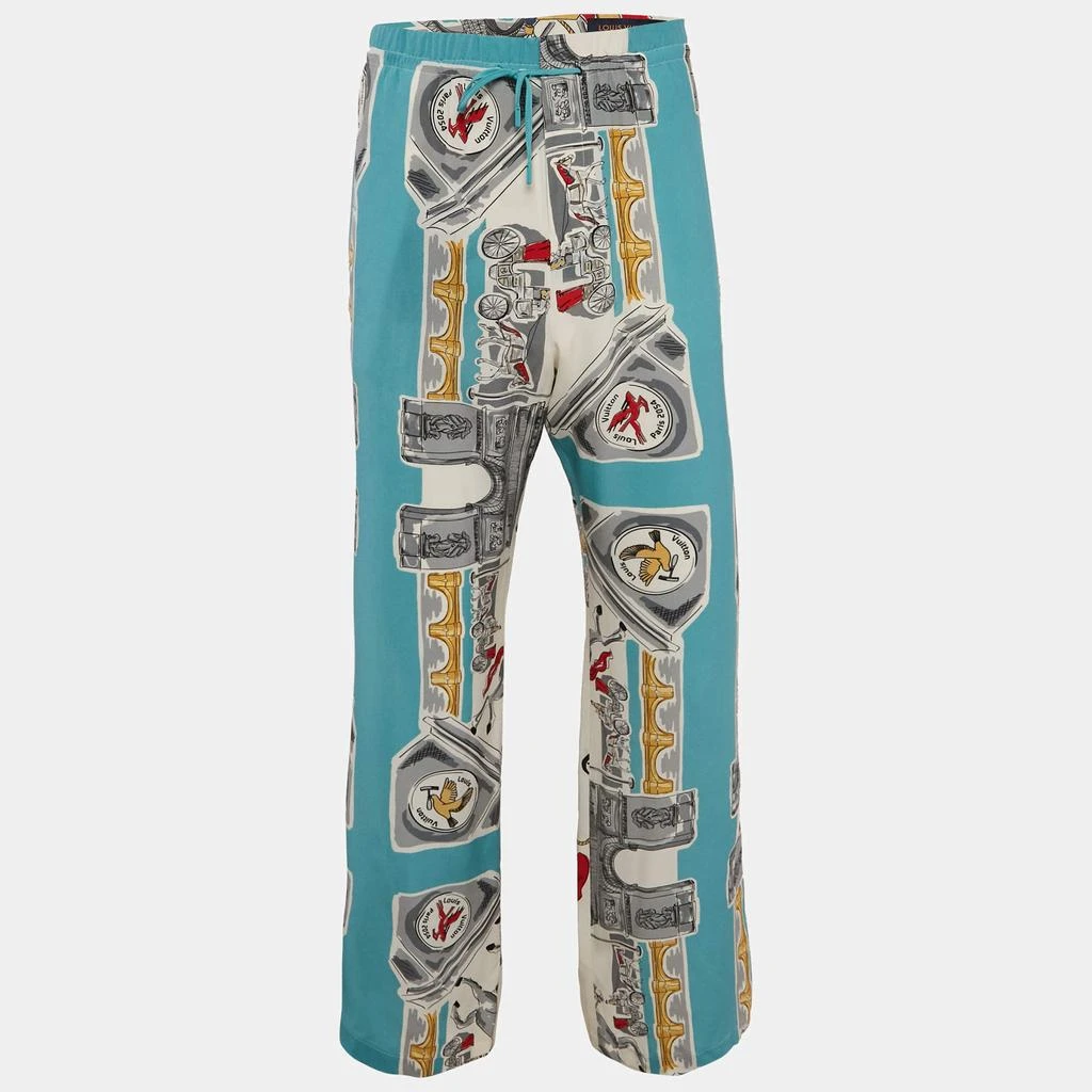 Louis Vuitton Louis Vuitton Blue Printed Silk Pajama Pants L 1