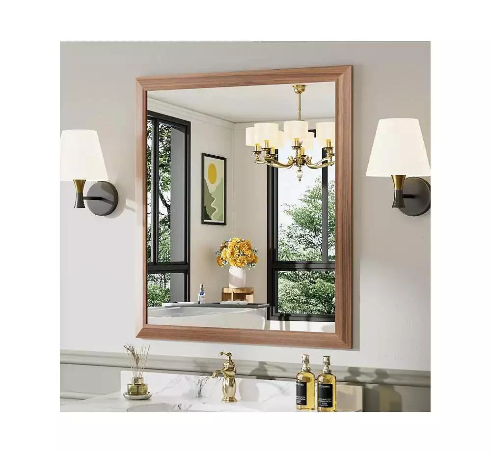 Amorho Bathroom Mirror, 36" x 32" Inch Thick Metal Framed Wall Mirrors for Over Sink, Bedroom, Living Room, Entryway, Rectangle Wall-Mounted Mirrors in Dark Brown(Horizontal/Vertical)