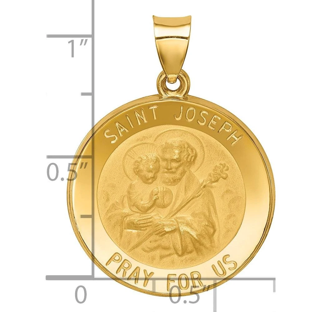 Diamond2Deal 14k Yellow Gold Polished and Satin St Joseph Medal Hollow Pendant 3