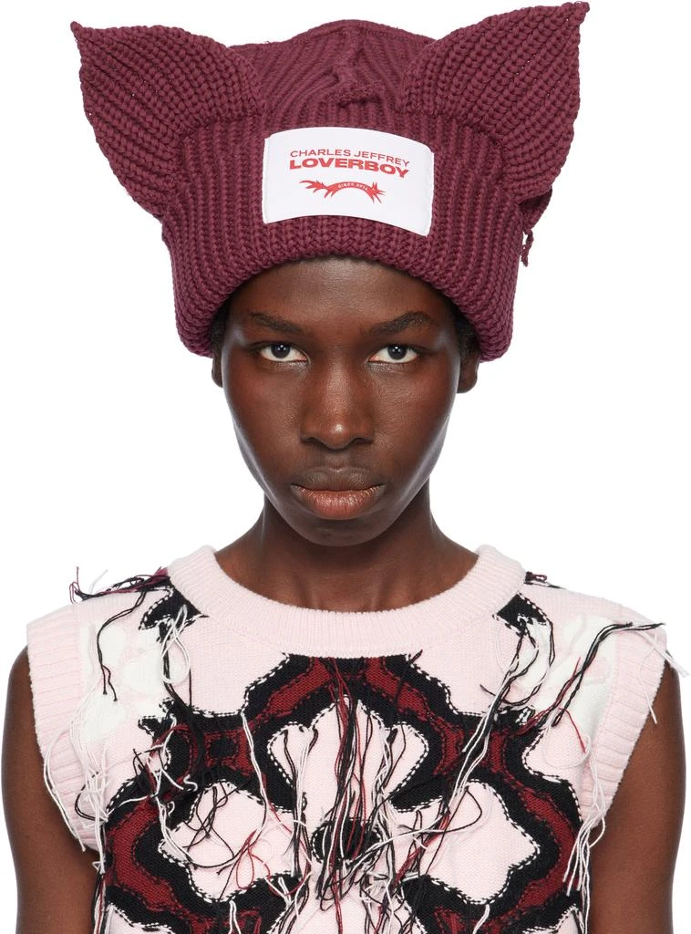 Charles Jeffrey Loverboy Burgundy Chunky Ears Beanie - Hats  display picture 1