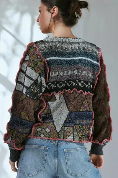 Urban Renewal ReMADE By UO Pop Stitch Pieced Sweater 5