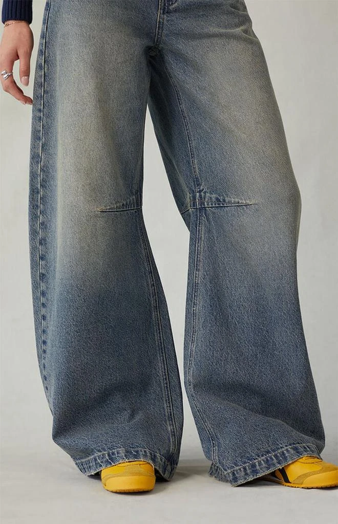PacSun Remi Baggy Barrel Jeans Knee Dart Dark Indigo 5