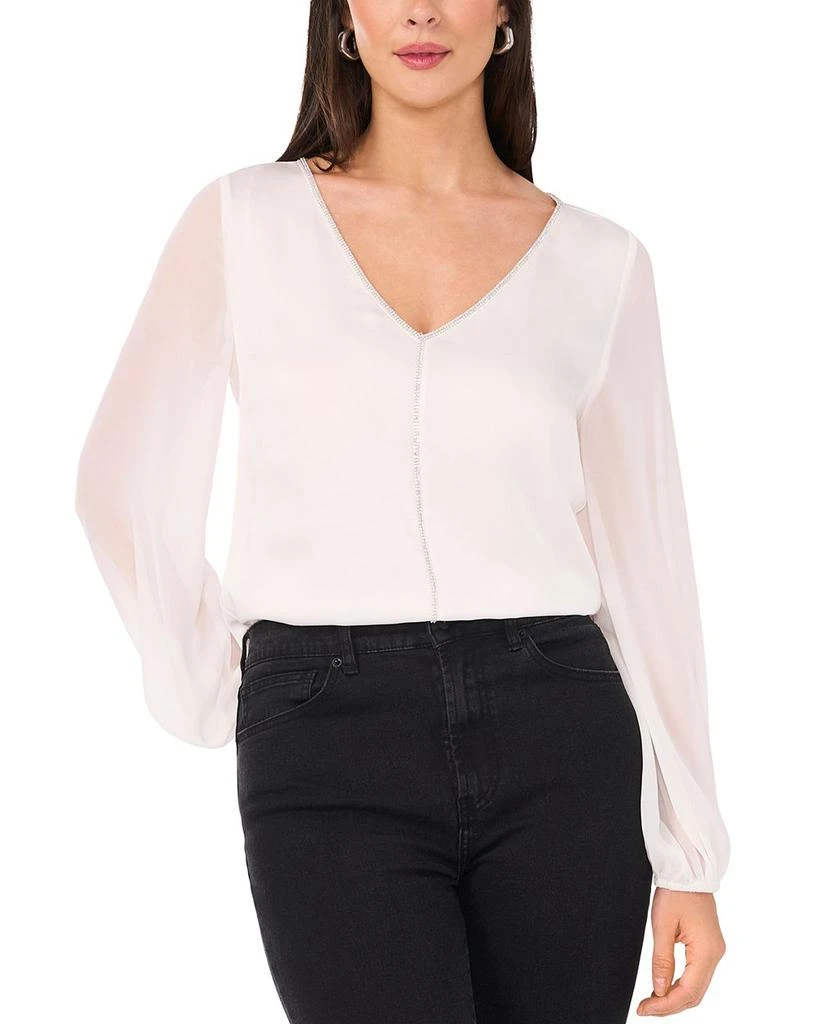 Vince Camuto V Neck Chiffon Sleeve Blouse 1