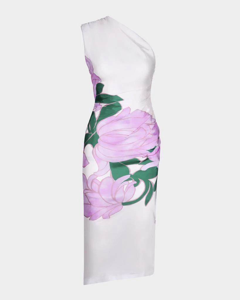 Smythe Magnolia Ruched Asymmetric Midi Dress 1